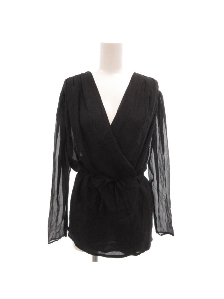 Dior Vintage Sheer Cardigan Long Sleeve Lightweight Cache Wrap Style 11 Black